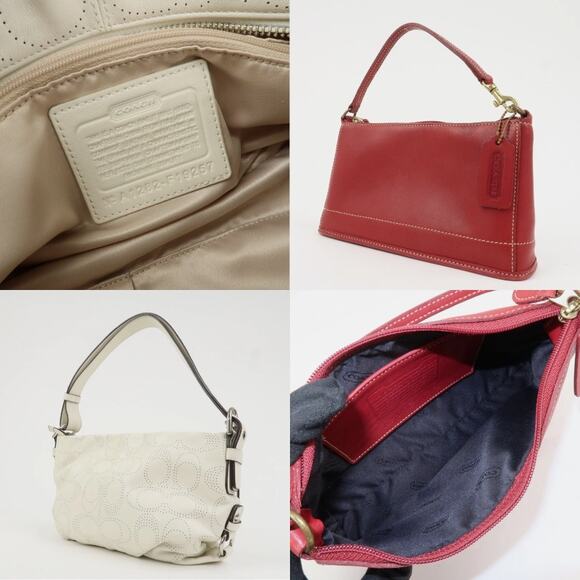 Coach Handbags - 💎✨Authentic✨💎COACH Set Of 2 Leather Canvas Hand Bag Shoulder bag Red Whi…